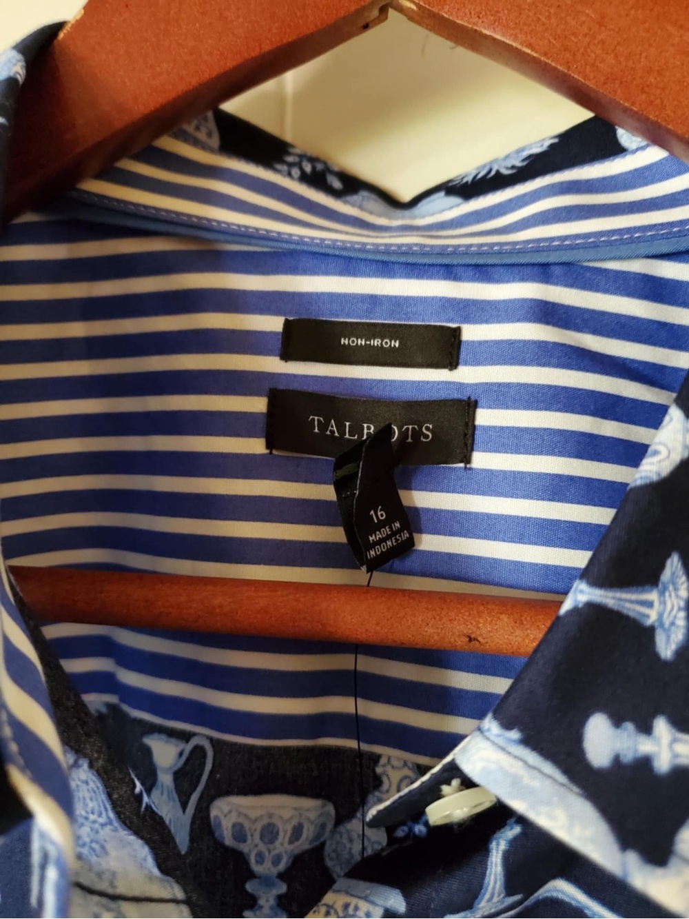 TALBOTS Non Iron Perfect Shirt • Antique Vases • Contrast Stripe Classic 16 - Picture 5 of 8